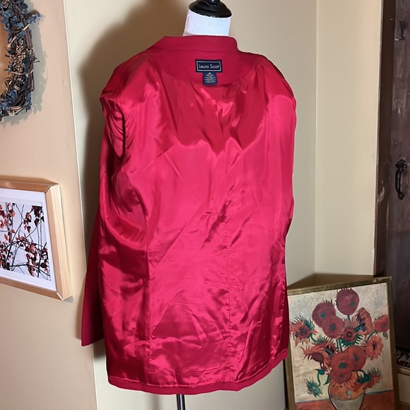 Vtg 80s LAURA SCOTT Size 16 DoubleBreast Blazer Classic Red GoldButton Wool USA - Picture 12 of 13